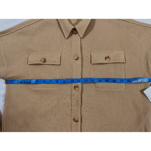 O’Neill Women’s XS Waffle Knit Jacket Shacket Tan Button Front NWT Neutral Cozy - Picture 10 of 16